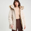 Parka droite avec capuche ecru femme