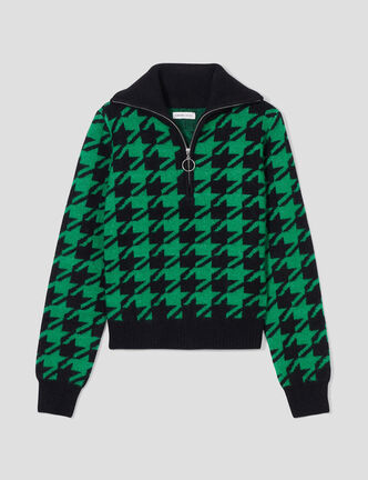Pull col camionneur vert femme