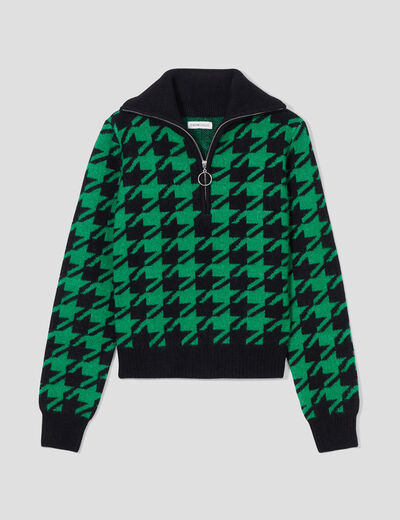 Pull col camionneur vert femme
