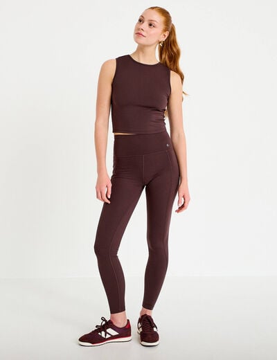 Leggings taille haute marron fonc&eacute; femme