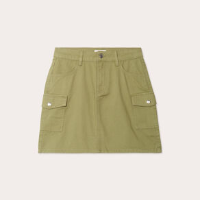 Jupe cargo en jean vert kaki femme