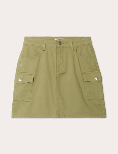 Jupe cargo en jean vert kaki femme
