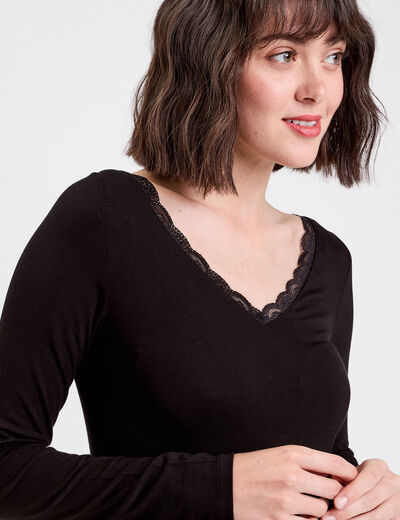 T-shirt manches longues noir femme