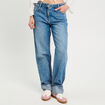 Jeans droit à revers denim double stone femme