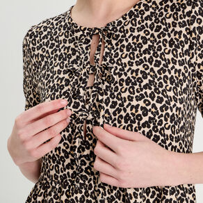 Robe évasée manches courtes sable femme