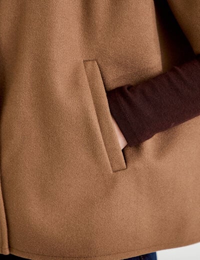 Poncho col am&eacute;ricain beige femme