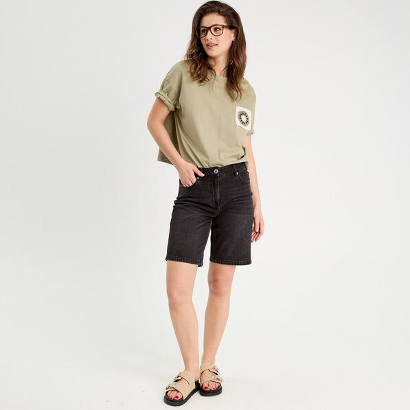 t shirt manches courtes vert kaki femme T-shirt manches courtes vert kaki femme