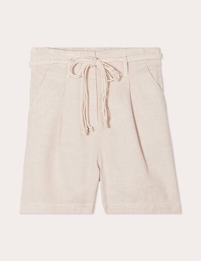 Short ample ceinture tressée ecru femme