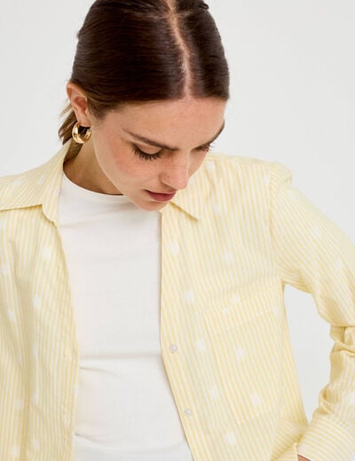 Chemise droite manches longues jaune citron femme