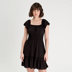 robe evasee manches courtes noir femme Robe évasée manches courtes noir femme
