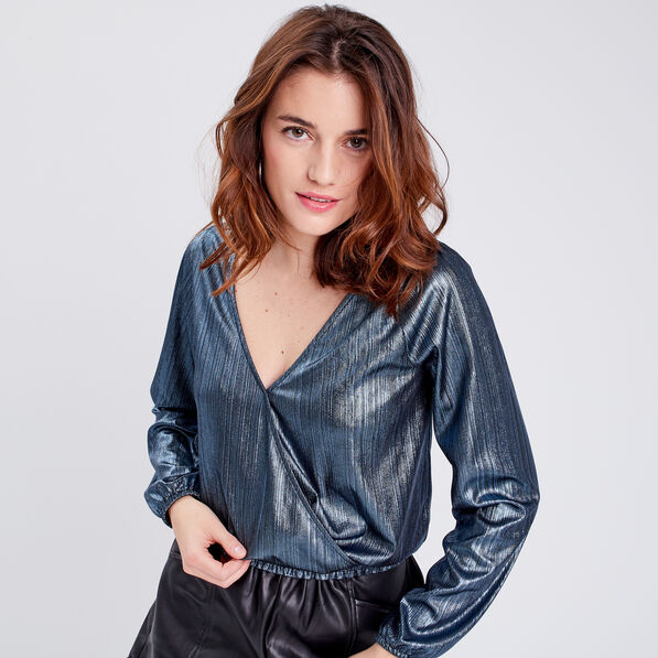 Blouse manches longues gris clair femme