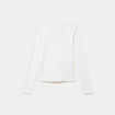 Top ajust&eacute; col v manches longues blanc femme