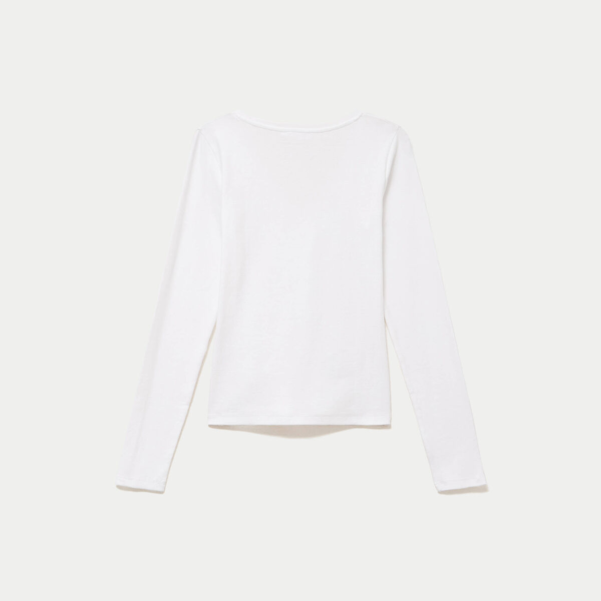 Top ajust&eacute; col v manches longues blanc femme