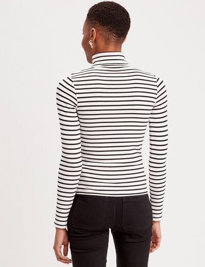 T-shirt col roulé blanc femme