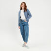 Gilet manches longues capuche bleu femme