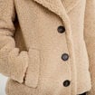 Manteau droit bouclettes col tailleur beige femme