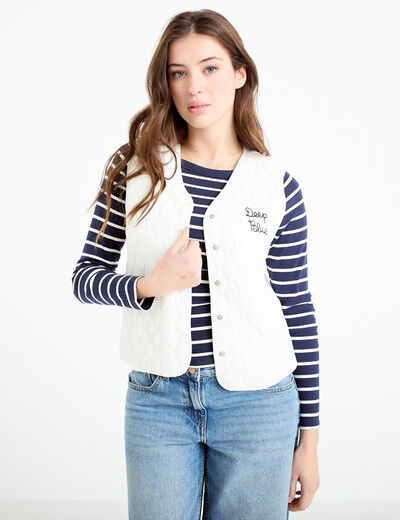 Gilet sans manches matelass&eacute; ecru femme