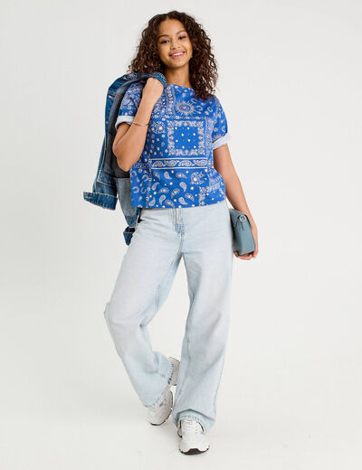 T-shirt manches courtes bleu femme