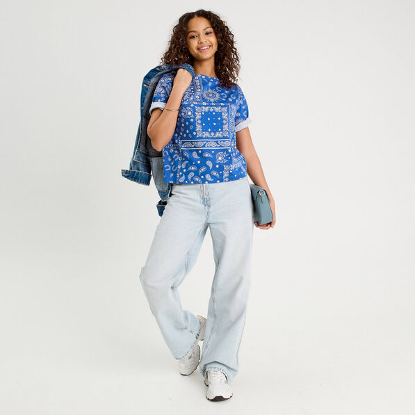 T-shirt manches courtes bleu femme