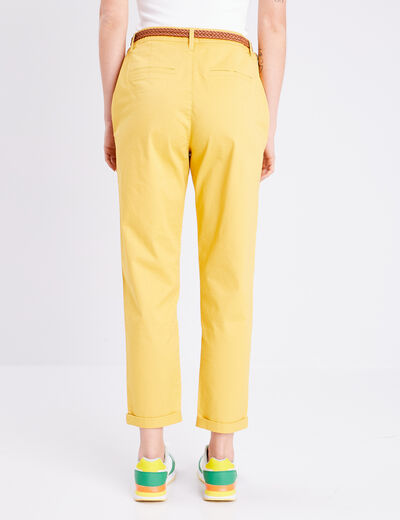Pantalon chino 7/8ème jaune femme