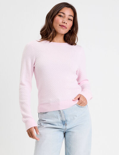 Pull col bateau rose clair femme