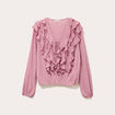 Blouse manches longues aspect dentelle vieux rose femme