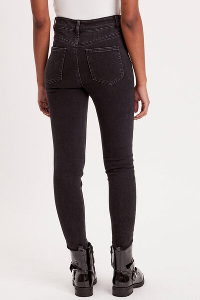 Jeans skinny intérieur gratté chaud denim noir femme