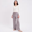 Gilet cropped zippé col bardot ecru femme