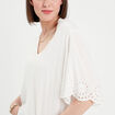 Blouse manches courtes brodée blanc femme