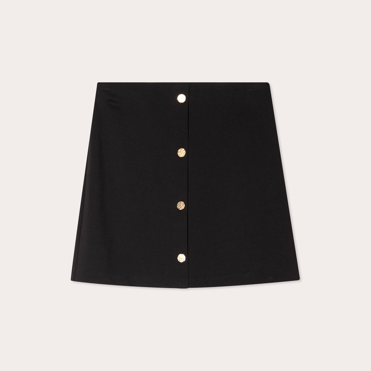 Jupe droite stretch boutons noir femme