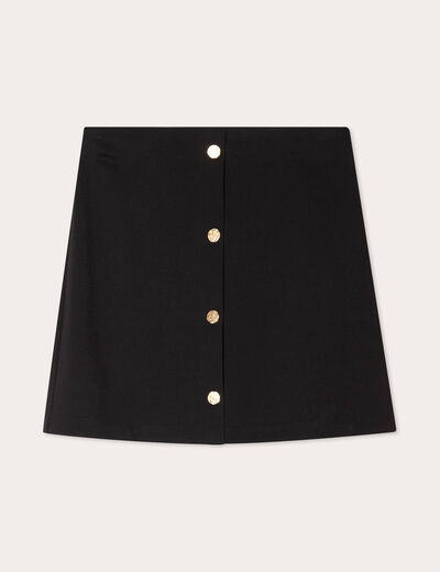 Jupe droite stretch boutons noir femme