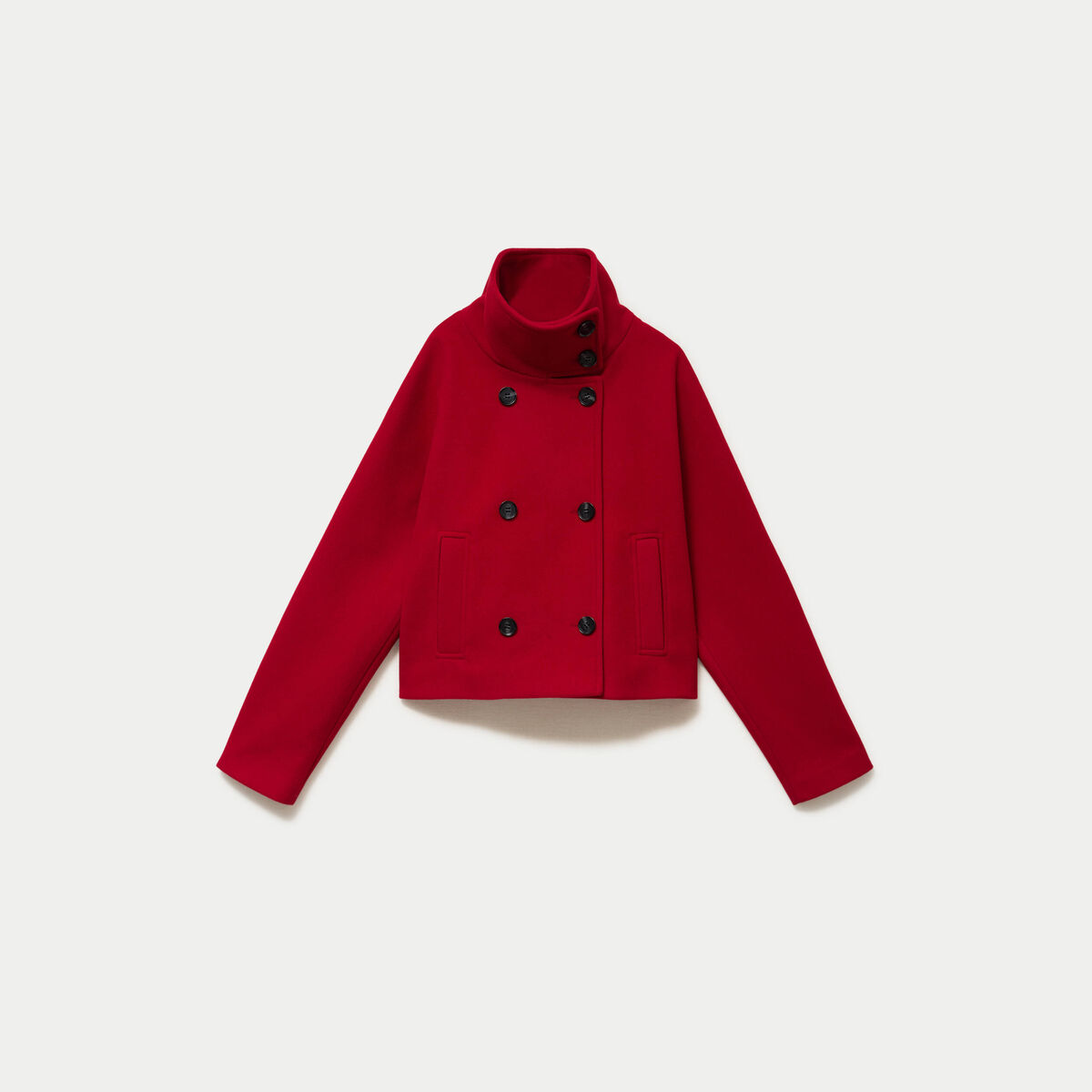 Veste chin&eacute;e col montant manches longues rouge femme