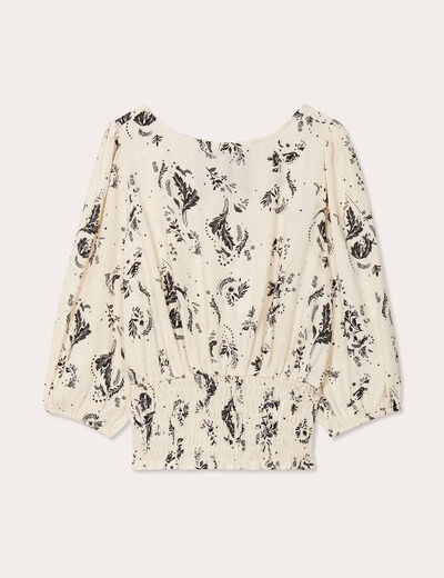 Blouse manches 3/4 blanc femme