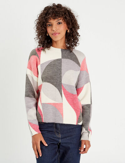 Pull manches longues gris clair femme