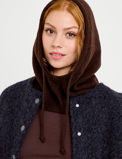 Cagoule marron fonc&eacute; femme