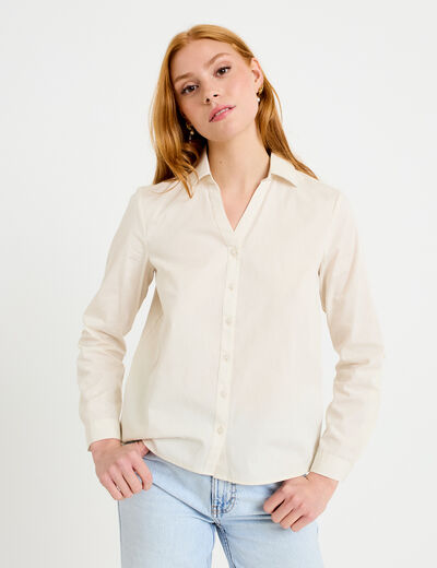 Chemise col classique ecru femme