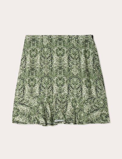 Jupe courte évasée vert kaki femme