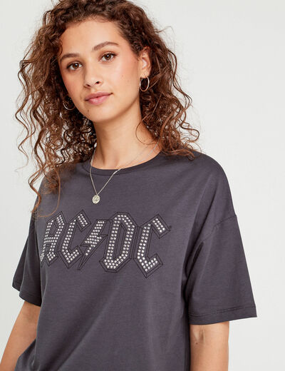 T-shirt manches courtes AC/DC gris foncé femme