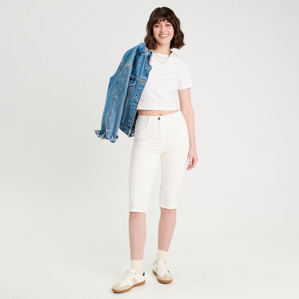 Pantalon capri ecru femme