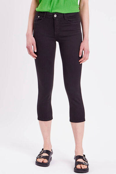 Pantacourt slim 5 poches noir femme