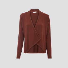 Cardigan col en V marron femme