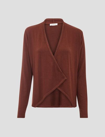 Cardigan col en V marron femme