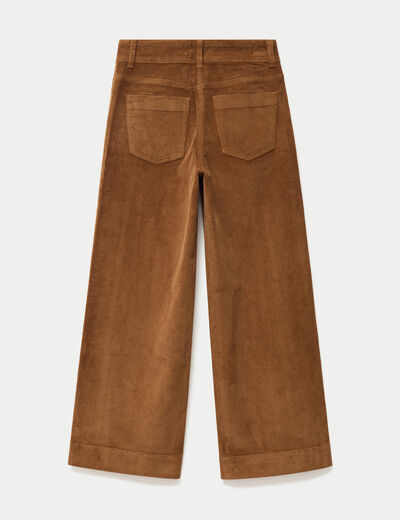 Pantalon bootcut taille haute velours marron femme