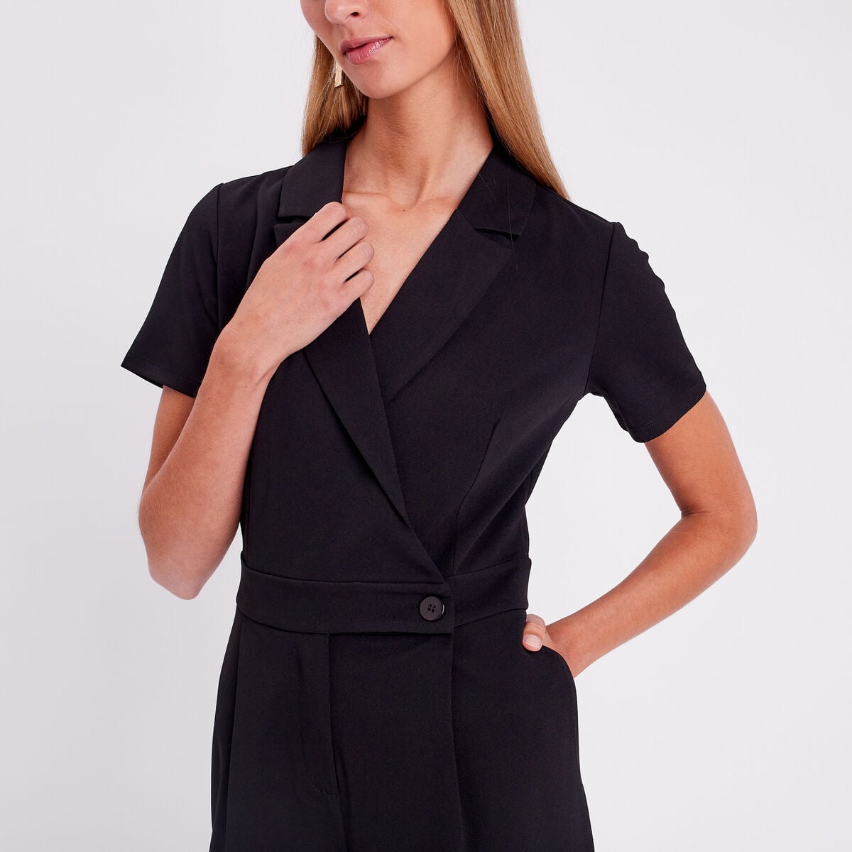 Combinaison pantalon &agrave; pinces noir femme