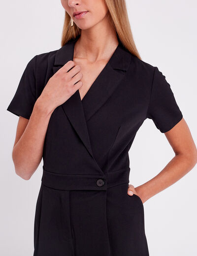 Combinaison pantalon à pinces noir femme