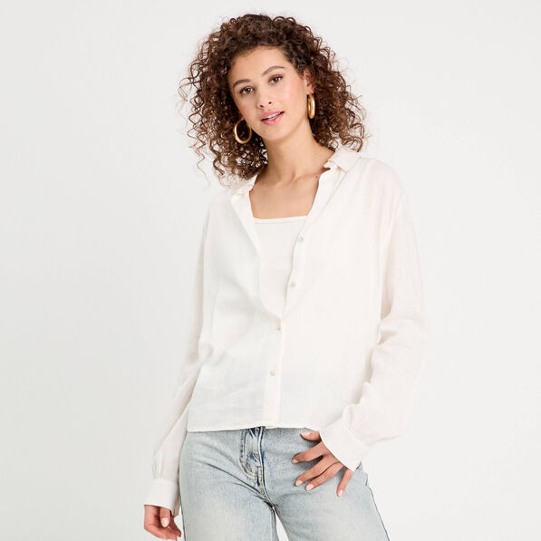 chemise manches longues contenant du lin ecru femme Chemise manches longues contenant du lin ecru femme