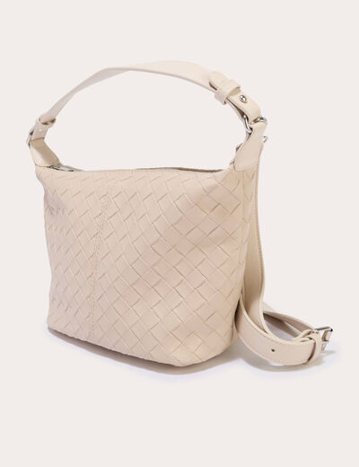 Sac tress&eacute; effet chin&eacute; beige femme