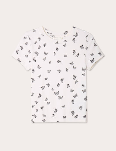 T-shirt manches courtes ajusté blanc femme