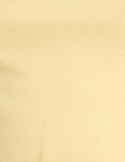 T-shirt côtelé manches courtes jaune clair femme