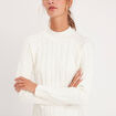 Robe pull droite torsades ecru femme